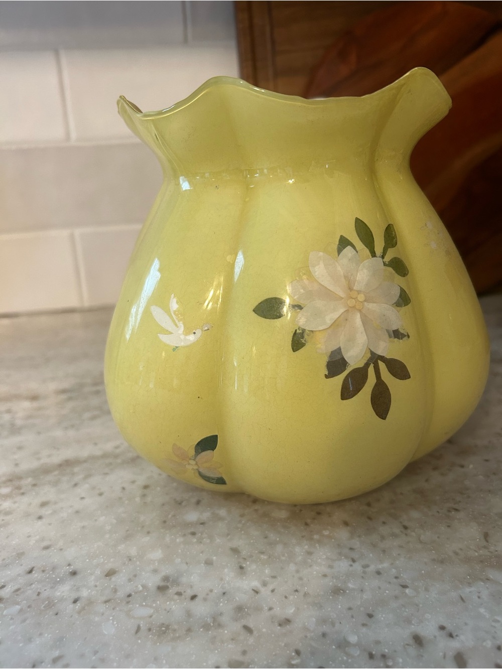 Yellow Floral Ceramic Vase - Home Accents